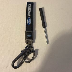 Ford F-150 key fob Keychain in black leather NWT